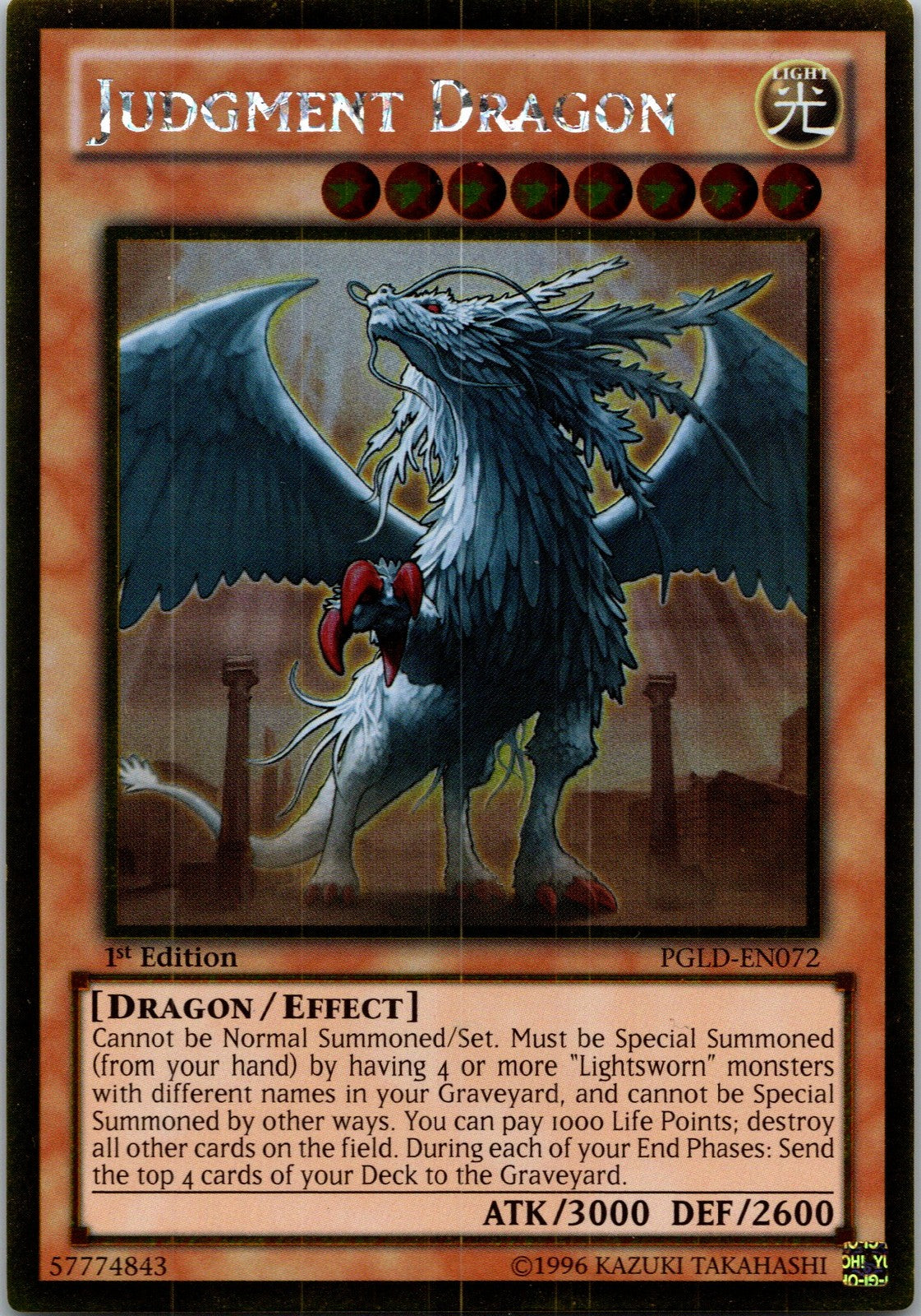 Yugioh Judgment Dragon PGLD-EN072 1st Edition Gold Rare NM