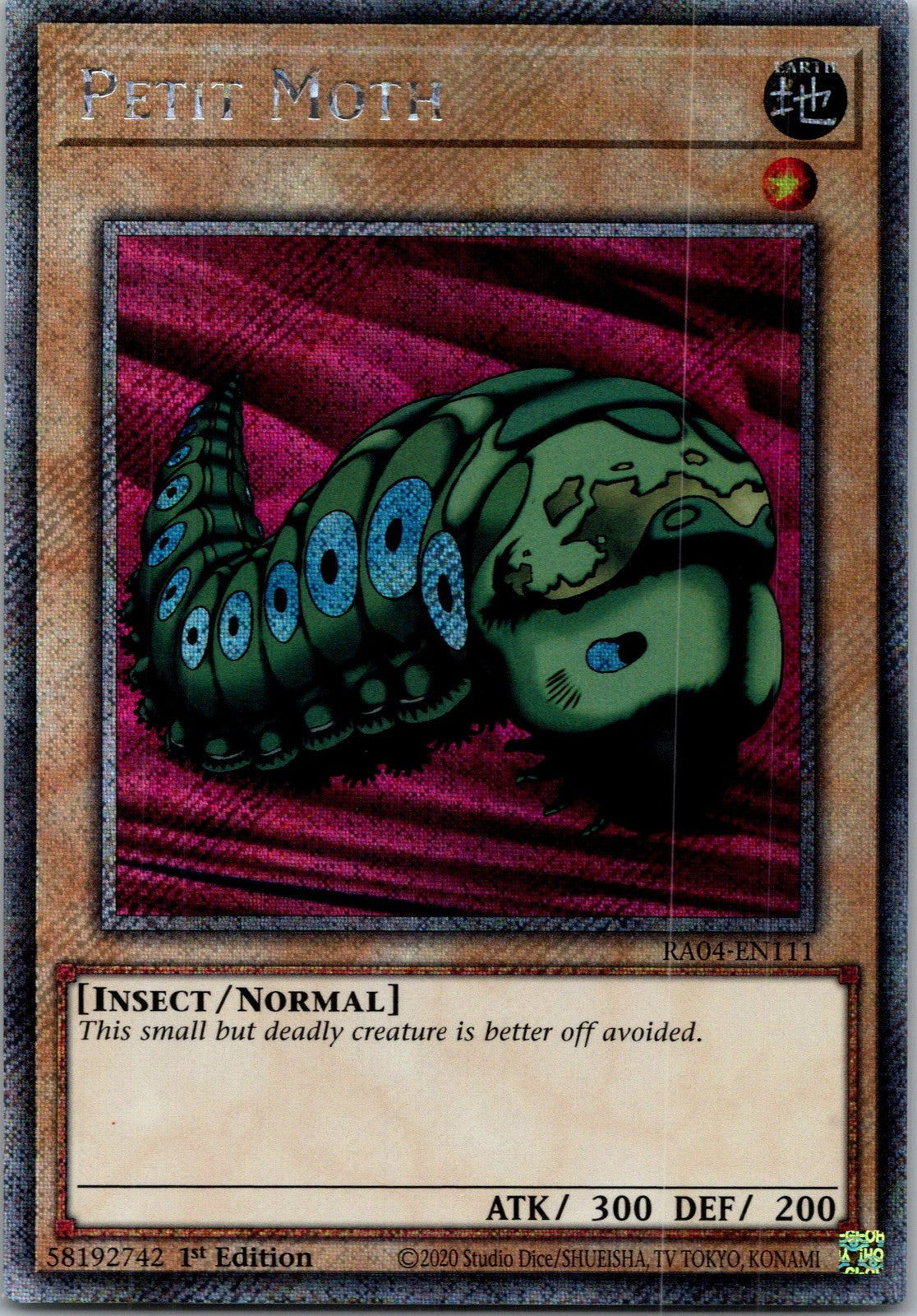 Yugioh Petit Moth (Platinum Secret Rare) RA04-EN111 1st Edition Platinum Secret