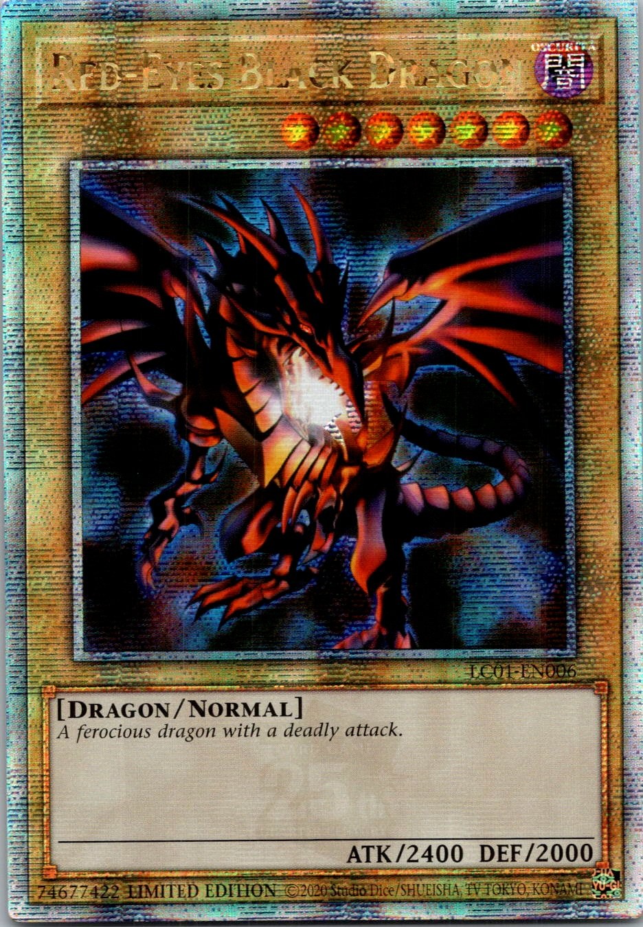 Yugioh Red-Eyes Black Dragon LC01-EN006 Limited Ed Quarter Century Secret NM