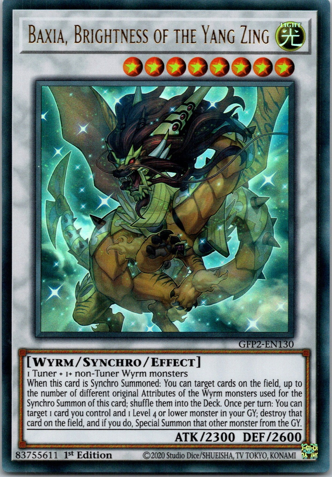 Yugioh Baxia, Brightness of the Yang Zing GFP2-EN130 1st Edition Ultra Rare NM