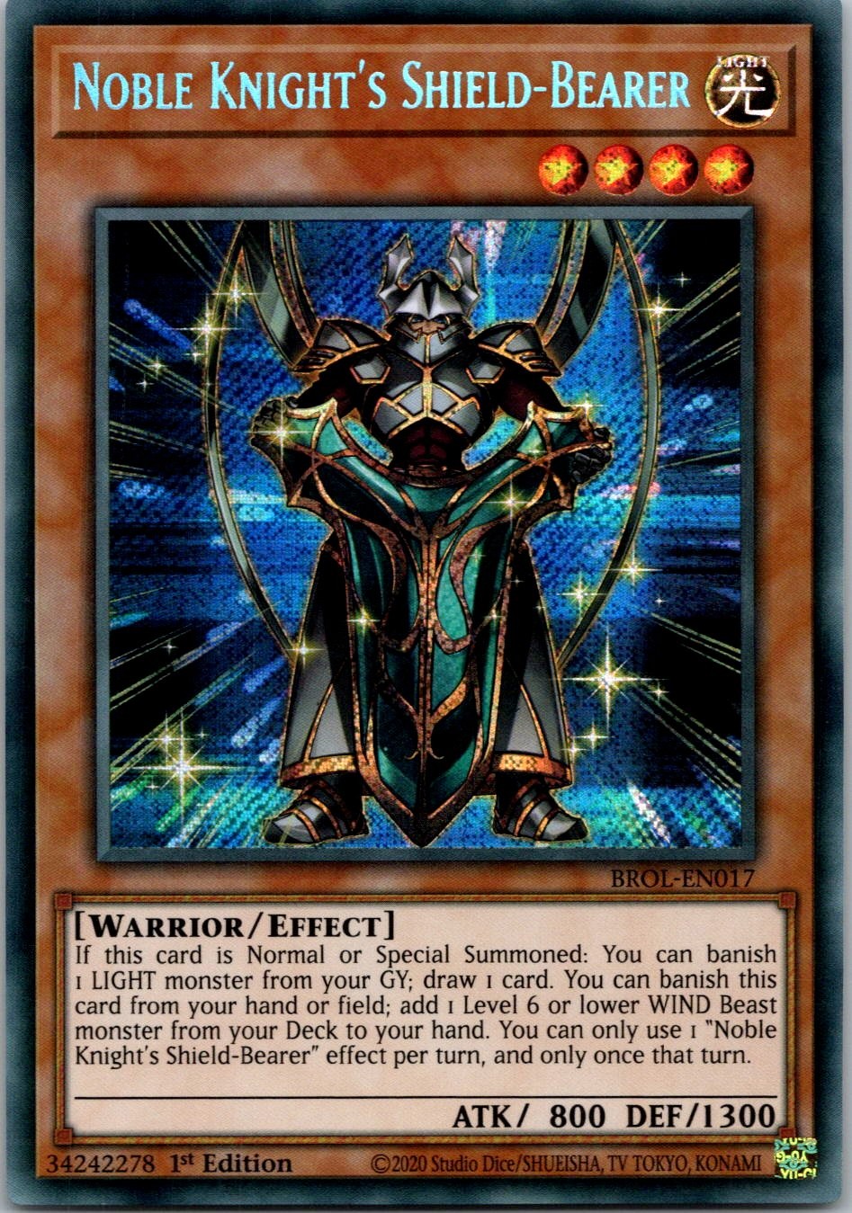 Yugioh Noble Knight's Shield-Bearer BROL-EN017 1st Edition Secret Rare NM