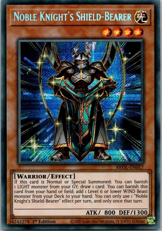 Yugioh Noble Knight's Shield-Bearer BROL-EN017 1st Edition Secret Rare NM