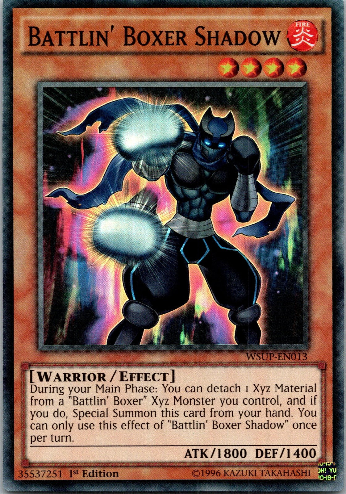 Yugioh Battlin' Boxer Shadow WSUP-EN013 1st Edition Super Rare NM