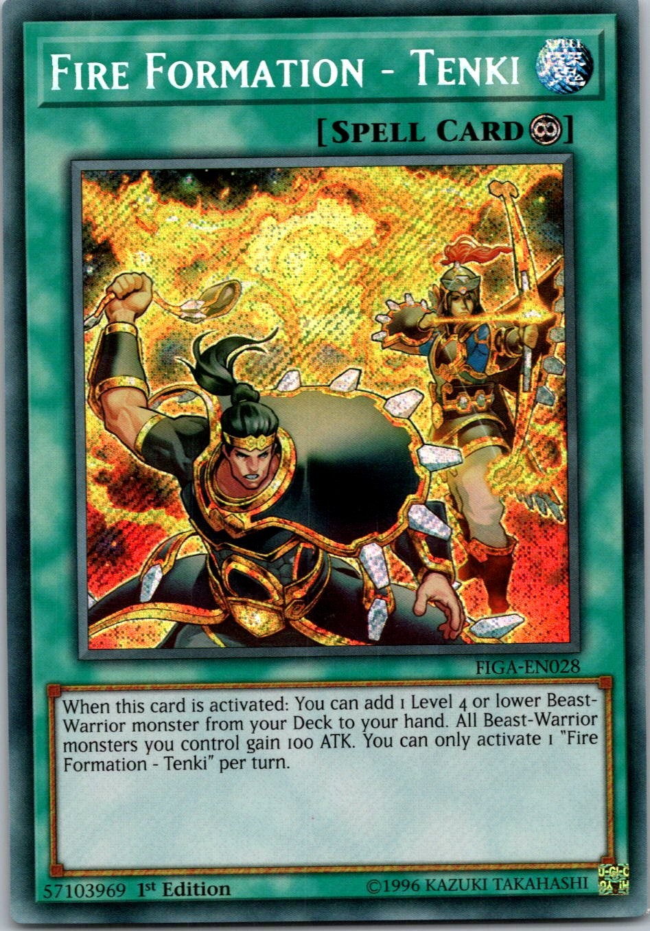 Yugioh Fire Formation - Tenki FIGA-EN028 1st Edition Secret Rare NM