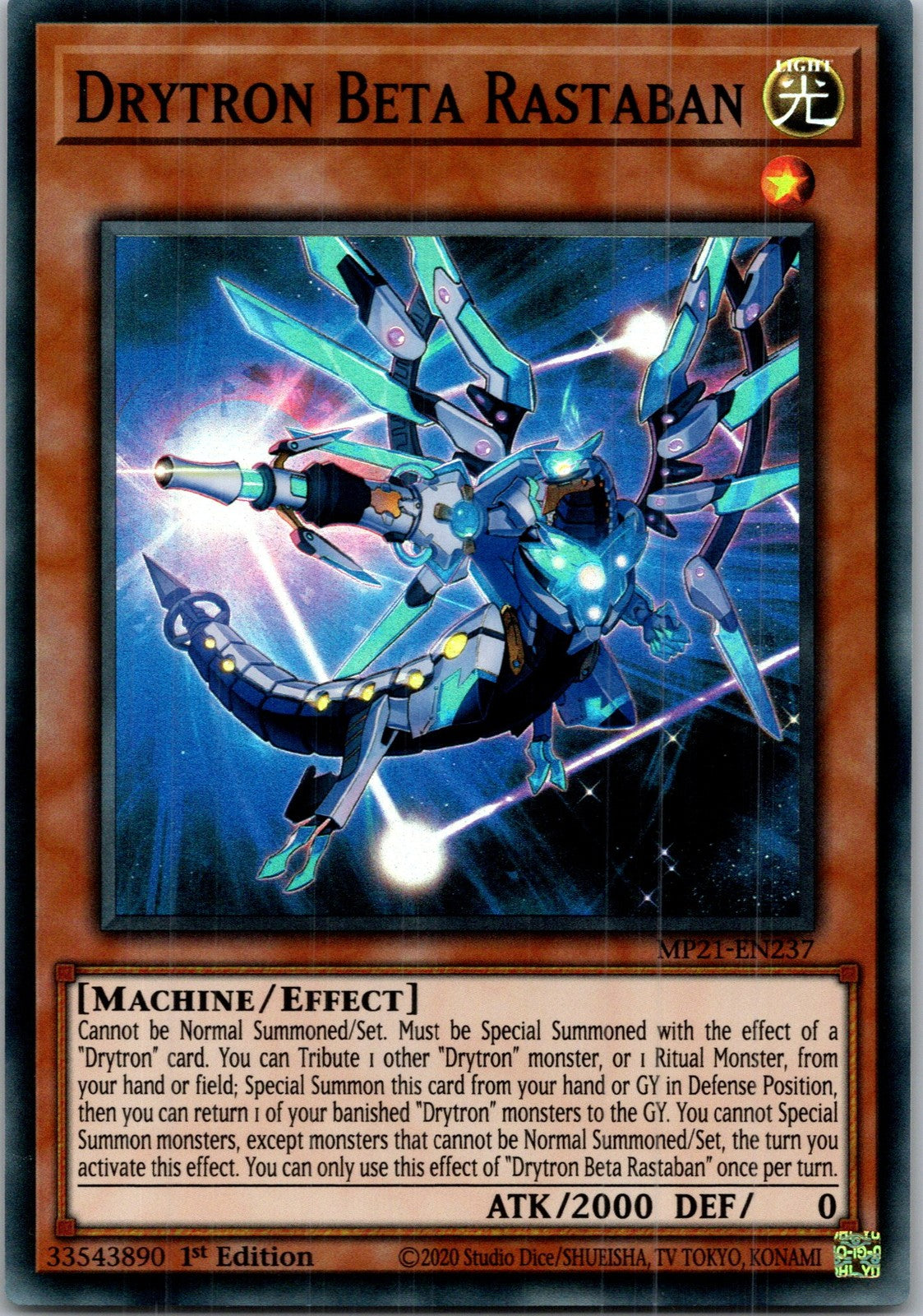 Yugioh Drytron Beta Rastaban MP21-EN237 1st Edition Super Rare NM
