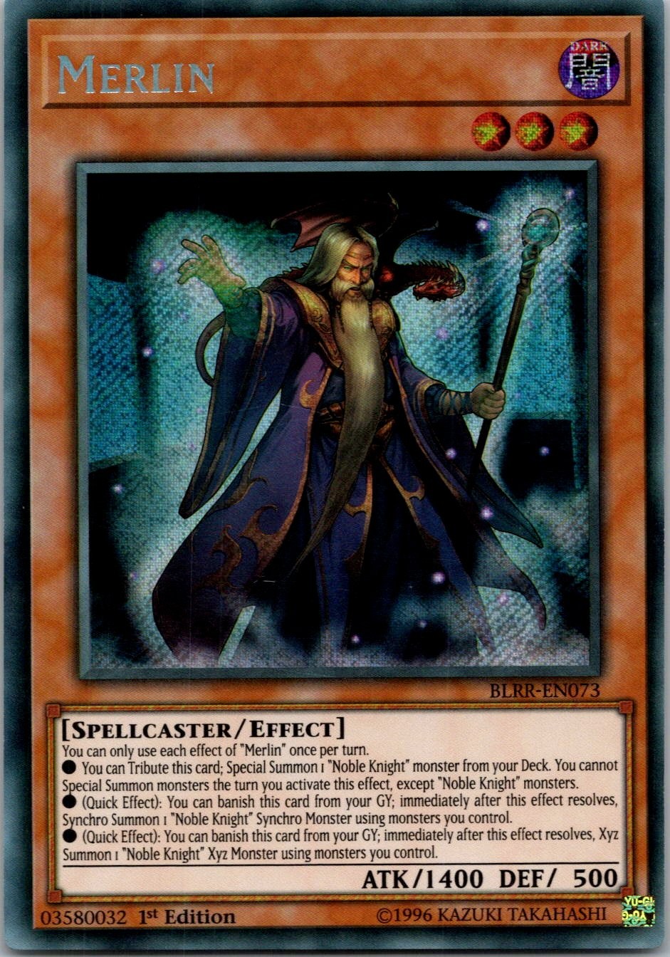 Yugioh Merlin BLRR-EN073 1st Edition Secret Rare NM