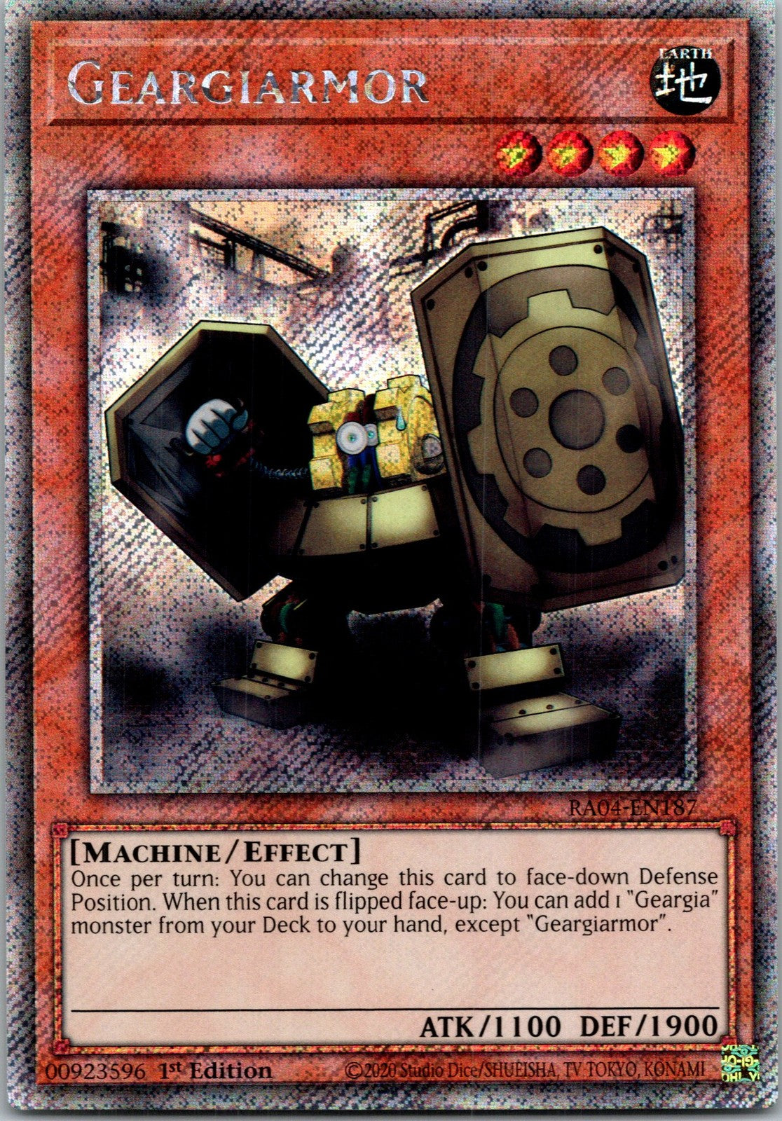 Yugioh Geargiarmor RA04-EN187 1st Edition Platinum Secret Rare NM