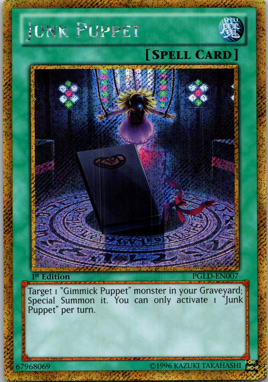 Yugioh Junk Puppet PGLD-EN007 1st Edition Gold Secret Rare NM