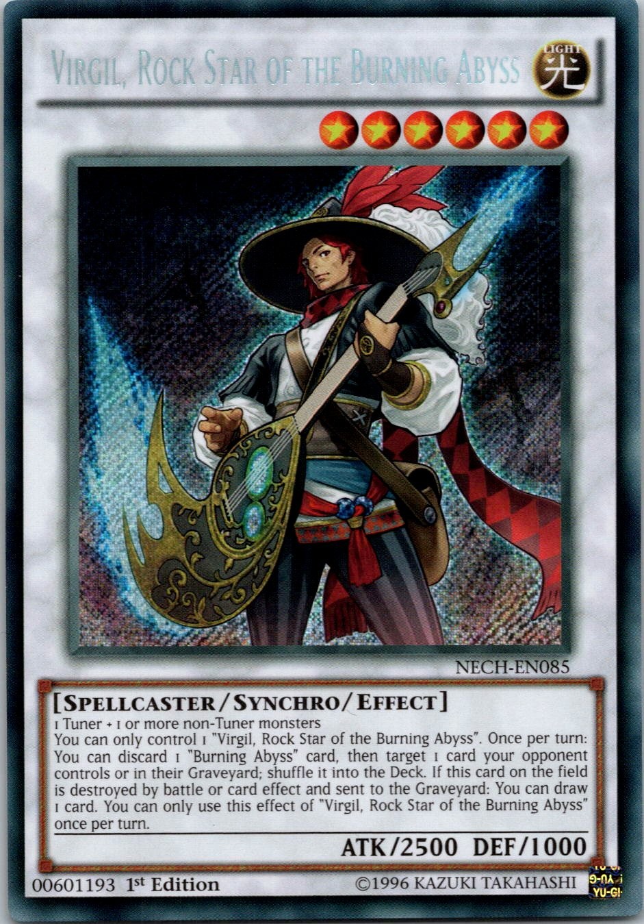 Yugioh Virgil, Rock Star of the Burning Abyss NECH-EN085 1st Ed Secret Rare NM