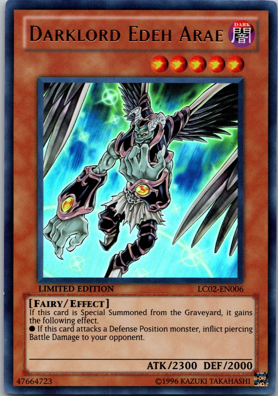 Yugioh Darklord Edeh Arae LC02-EN006 Limited Edition Ultra Rare NM
