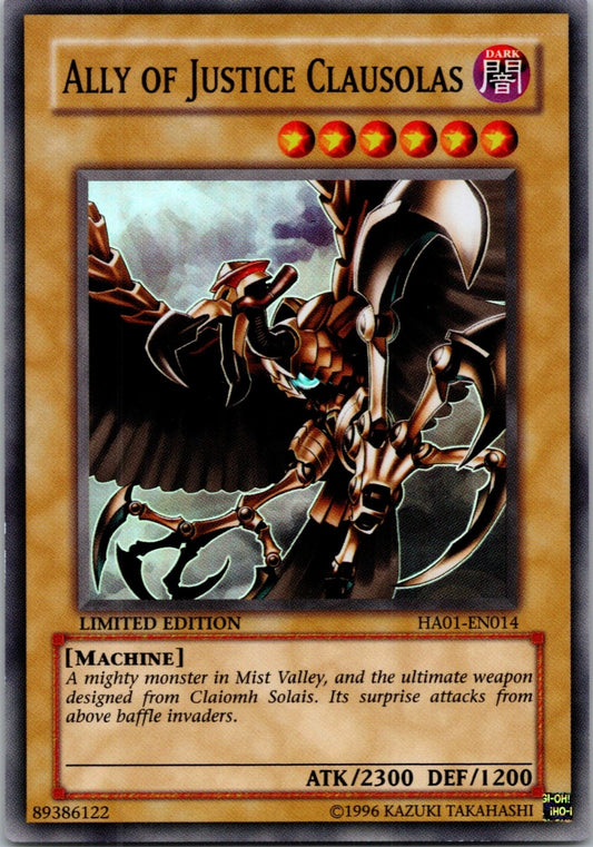 Yugioh Ally of Justice Clausolas HA01-EN014 Limited Edition Super Rare NM