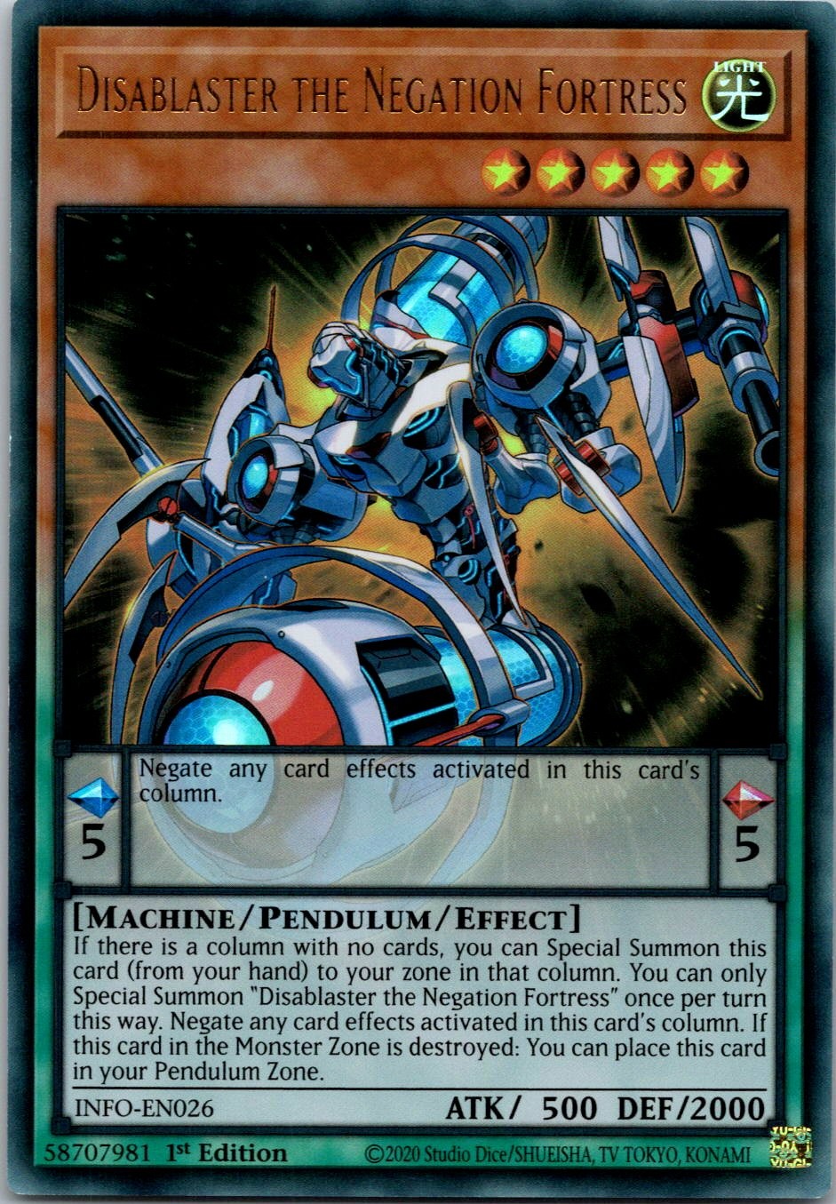 Yugioh Disablaster the Negation Fortress INFO-EN026 1st Edition Ultra Rare NM