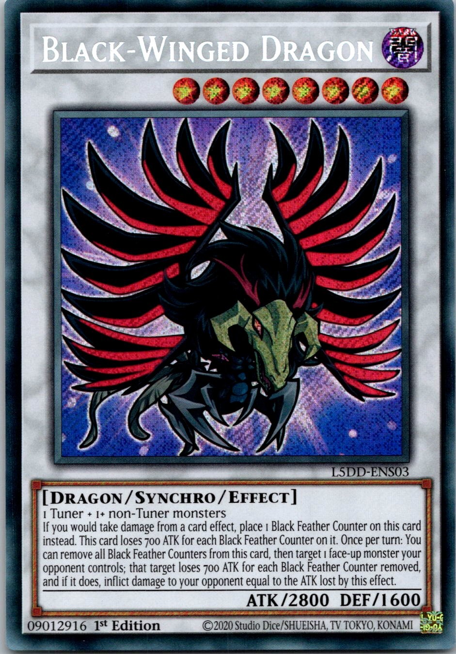 Yugioh Black-Winged Dragon () L5DD-ENS03 1st Edition Secret Rare NM
