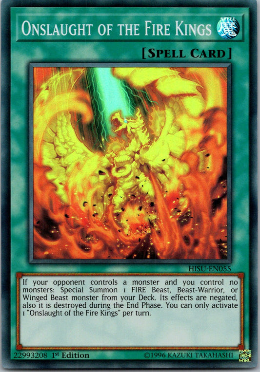 Yugioh Onslaught of the Fire Kings HISU-EN055 1st Edition Super Rare NM