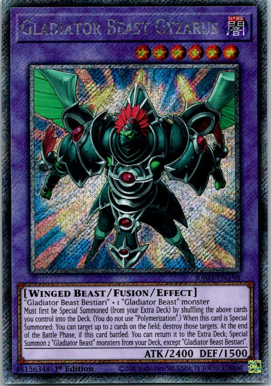 Yugioh Gladiator Beast Gyzarus (Platinum Secret Rare) RA03-EN198 1st Edition Pla