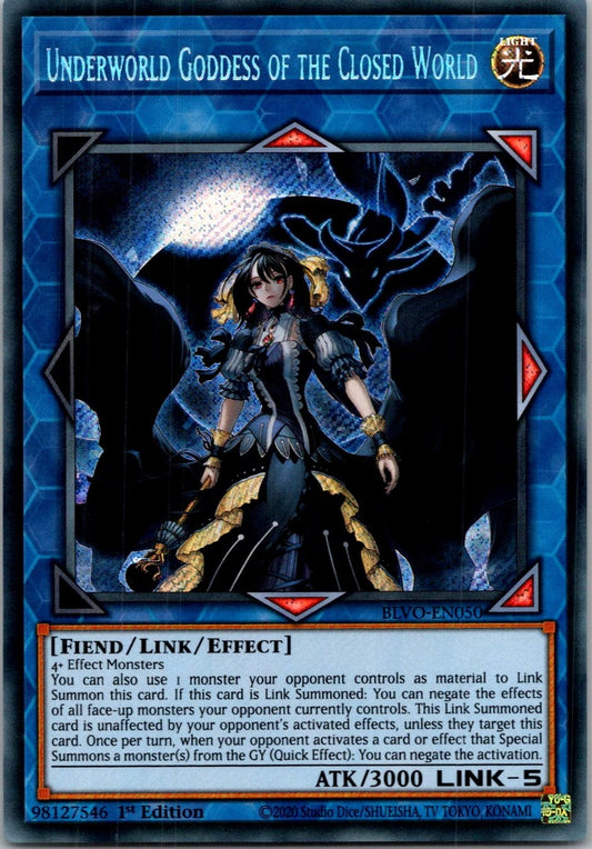 Yugioh Underworld Goddess of the Closed World BLVO-EN050 1st Edition Secret NM