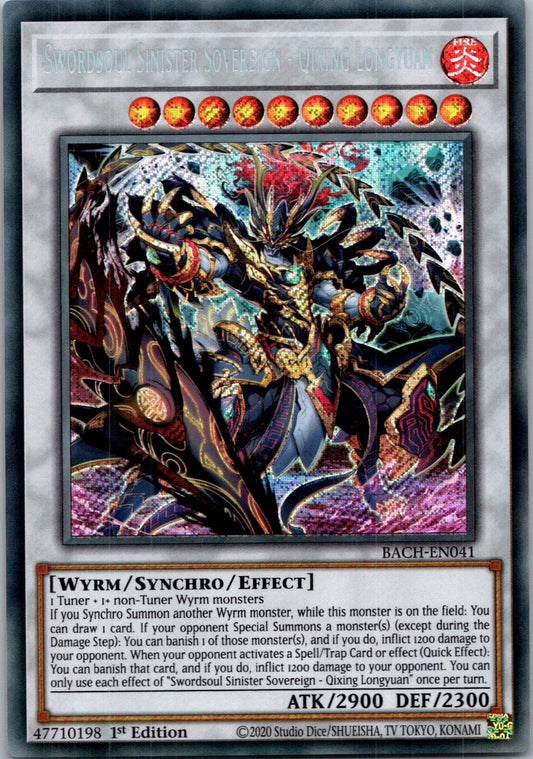 Yugioh Swordsoul Sinister Sovereign - Qixing Longyuan BACH-EN041 1st Secret NM