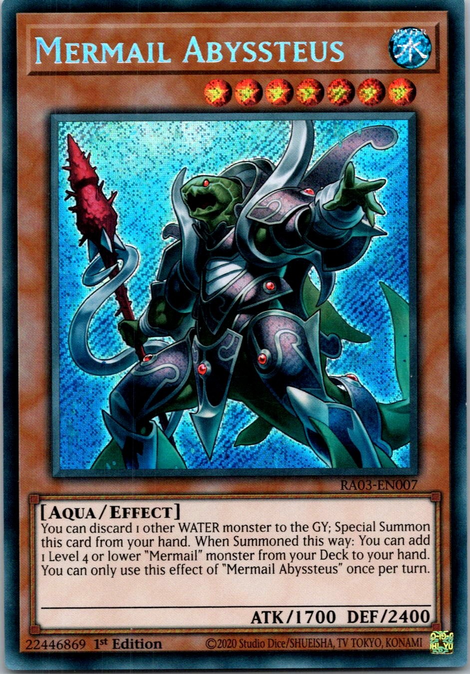 Yugioh Mermail Abyssteus (Secret Rare) RA03-EN007 1st Edition Secret Rare NM