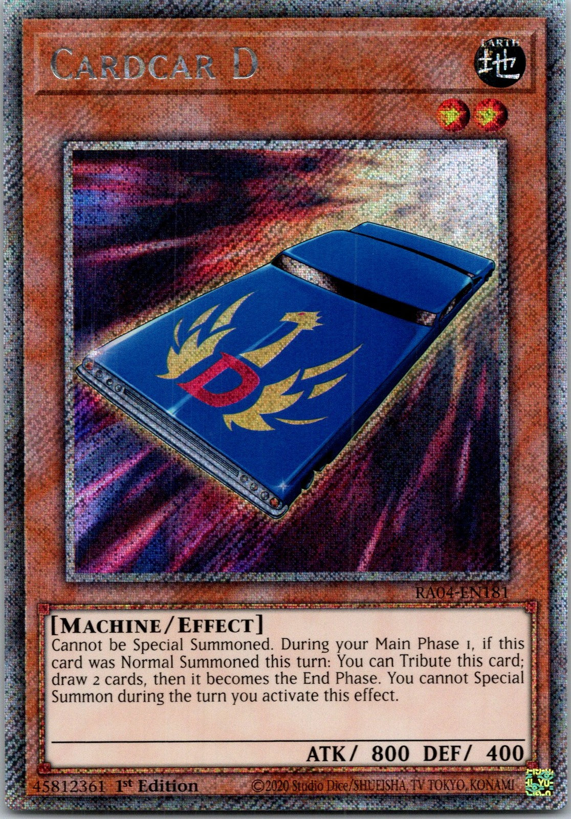 Yugioh Cardcar D RA04-EN181 1st Edition Platinum Secret Rare NM