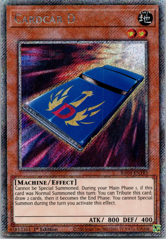 Yugioh Cardcar D RA04-EN181 1st Edition Platinum Secret Rare NM
