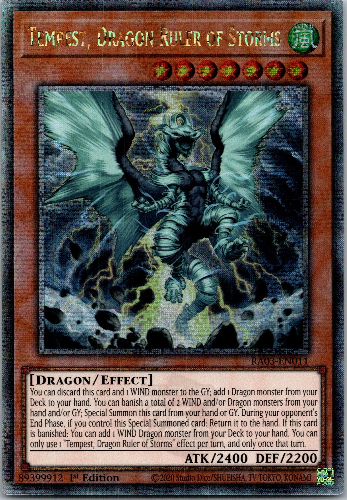 Yugioh Tempest, Dragon Ruler of Storms RA03-EN011 1st Ed Quarter Century Secret