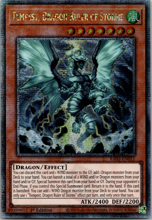 Yugioh Tempest, Dragon Ruler of Storms RA03-EN011 1st Ed Quarter Century Secret