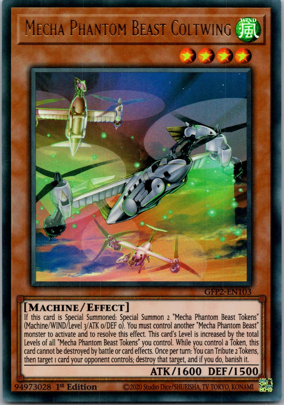 Yugioh Mecha Phantom Beast Coltwing GFP2-EN103 1st Edition Ultra Rare NM