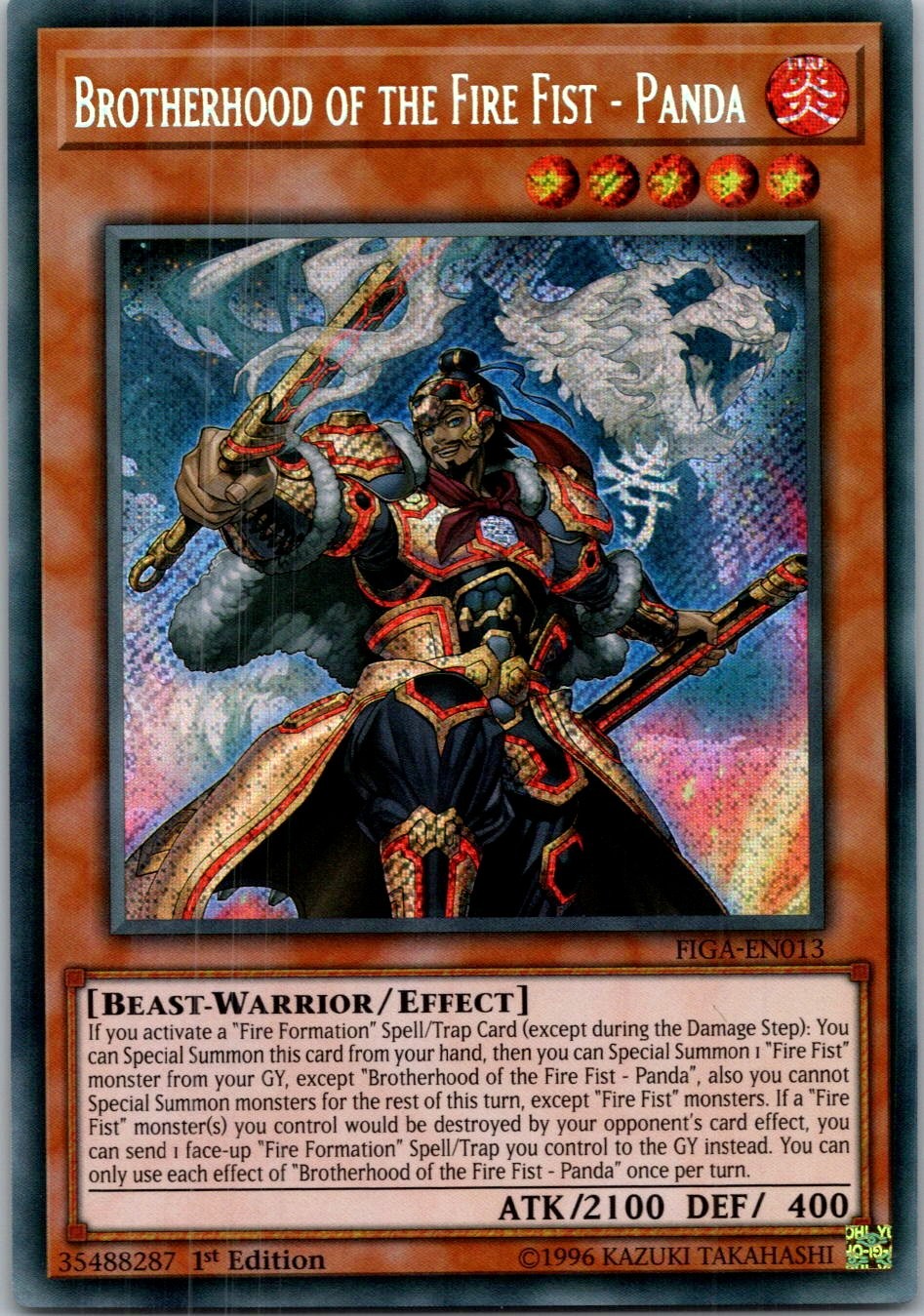 Yugioh Brotherhood of the Fire Fist - Panda FIGA-EN013 1st Edition Secret NM