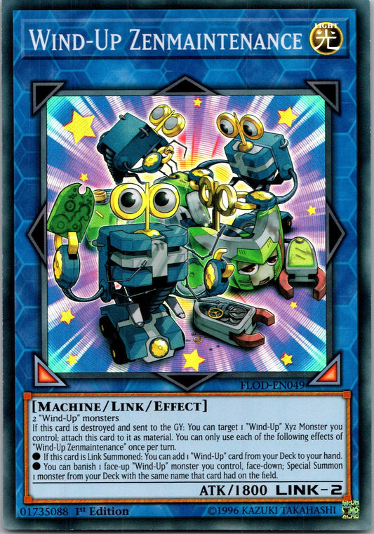 Yugioh Wind-Up Zenmaintenance FLOD-EN049 1st Edition Super Rare NM
