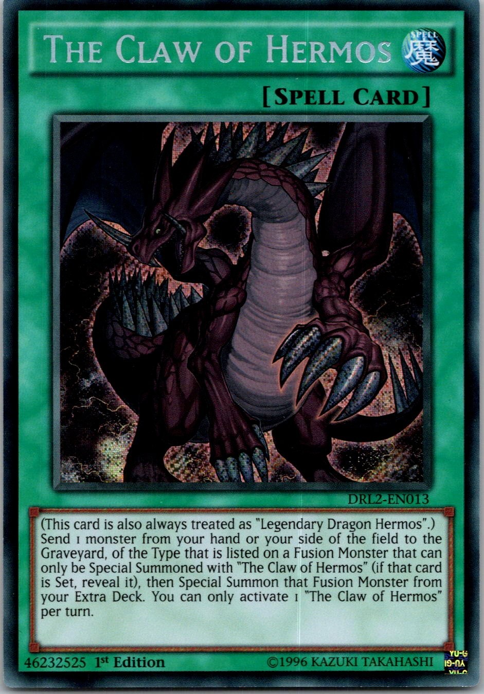 Yugioh The Claw of Hermos DRL2-EN013 1st Edition Secret Rare NM