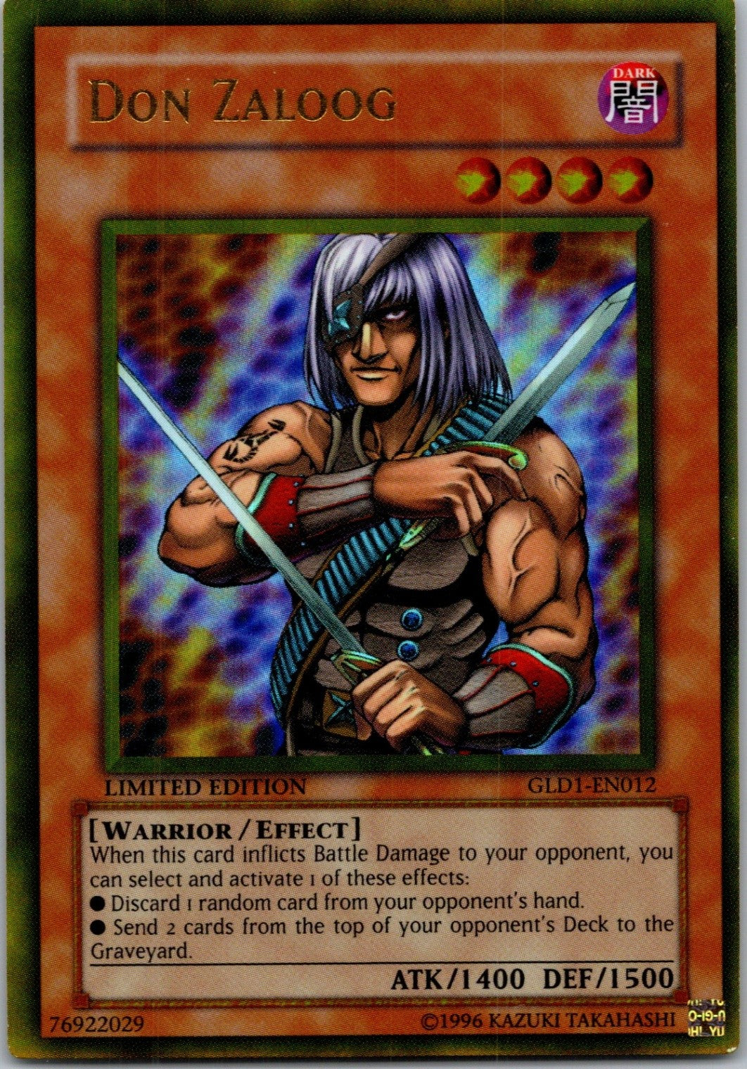 Yugioh Don Zaloog GLD1-EN012 Limited Edition Gold Rare NM