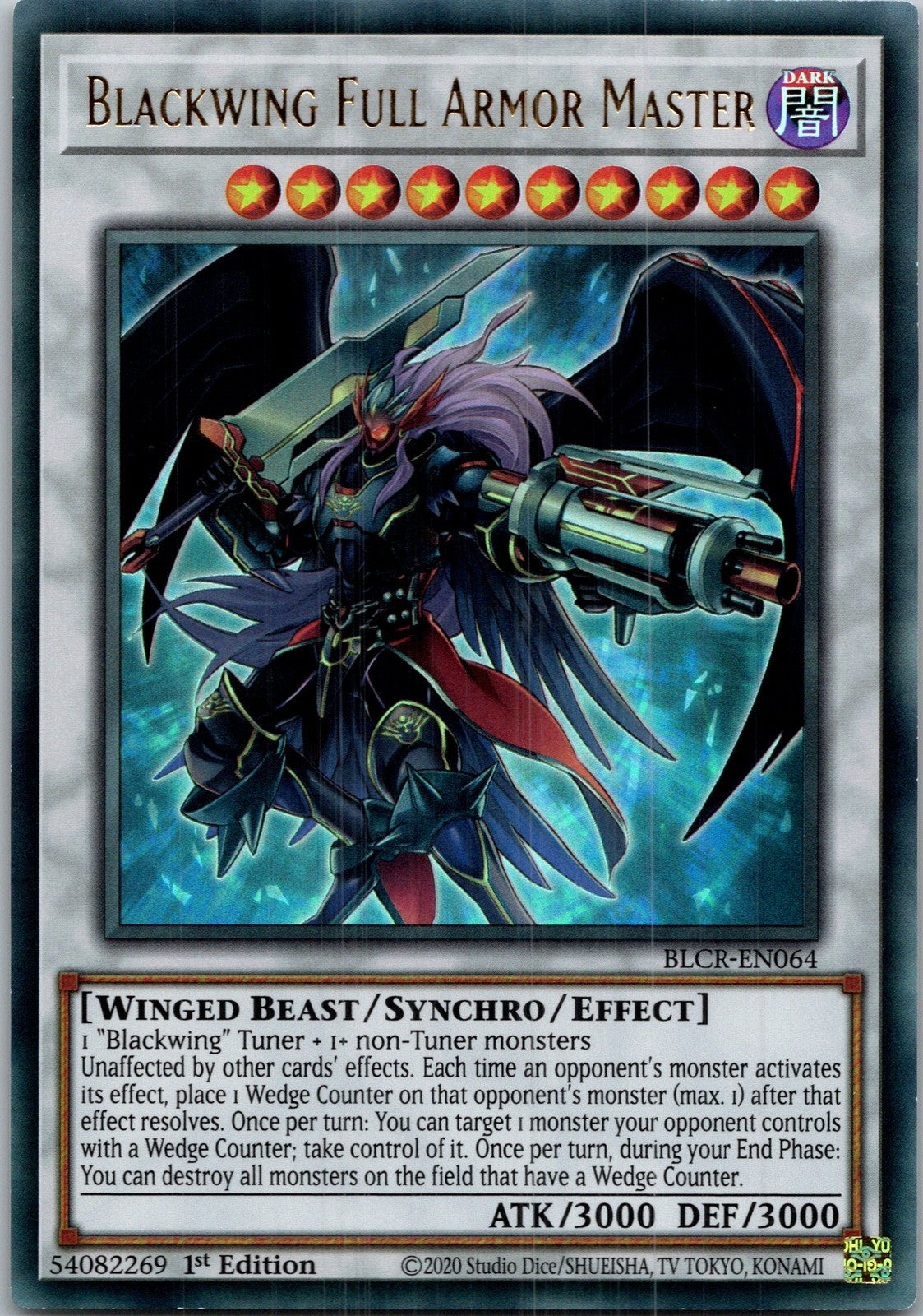 Yugioh Blackwing Full Armor Master BLCR-EN064 1st Edition Ultra Rare NM