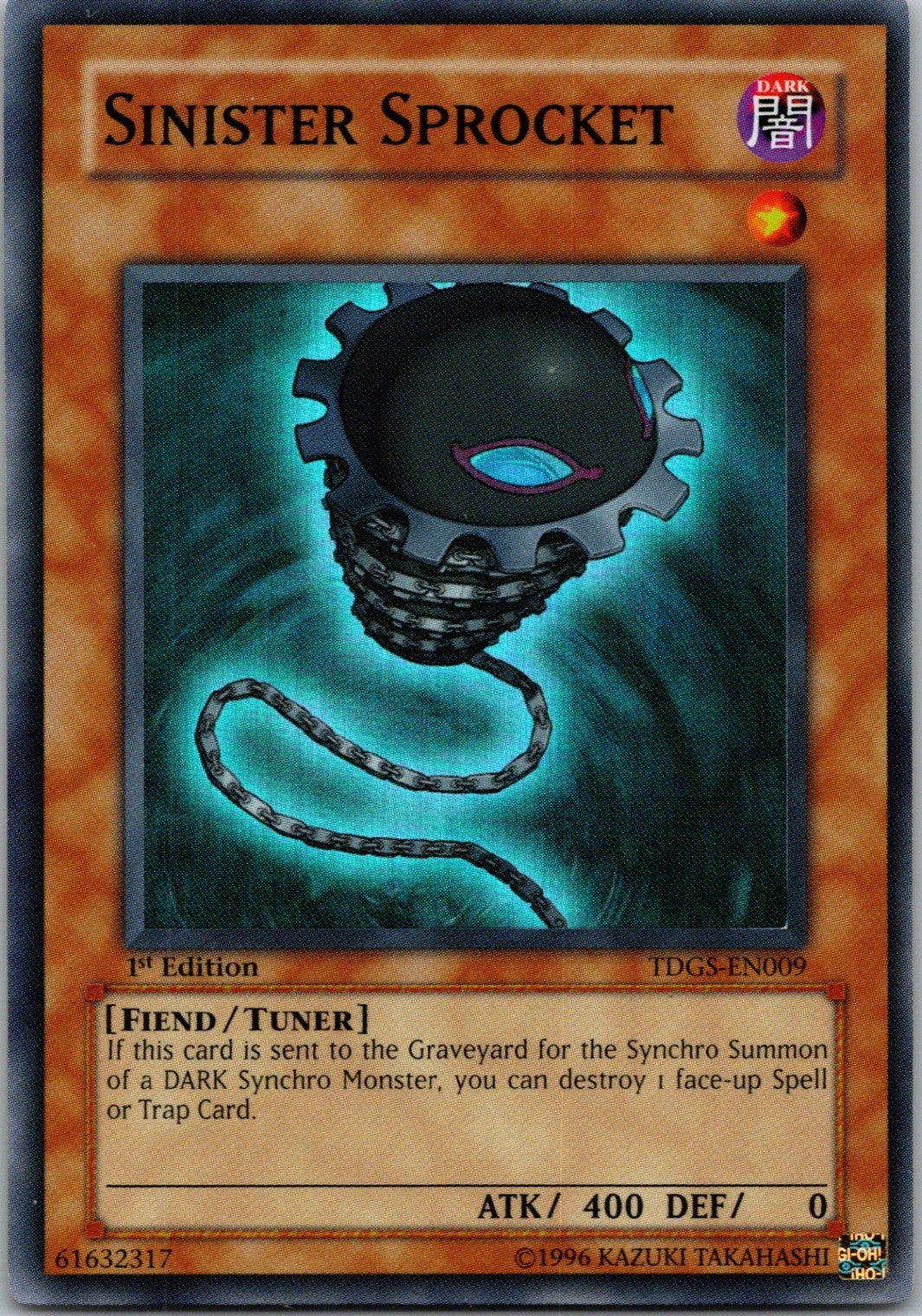 Yugioh Sinister Sprocket TDGS-EN009 1st Edition Super Rare NM