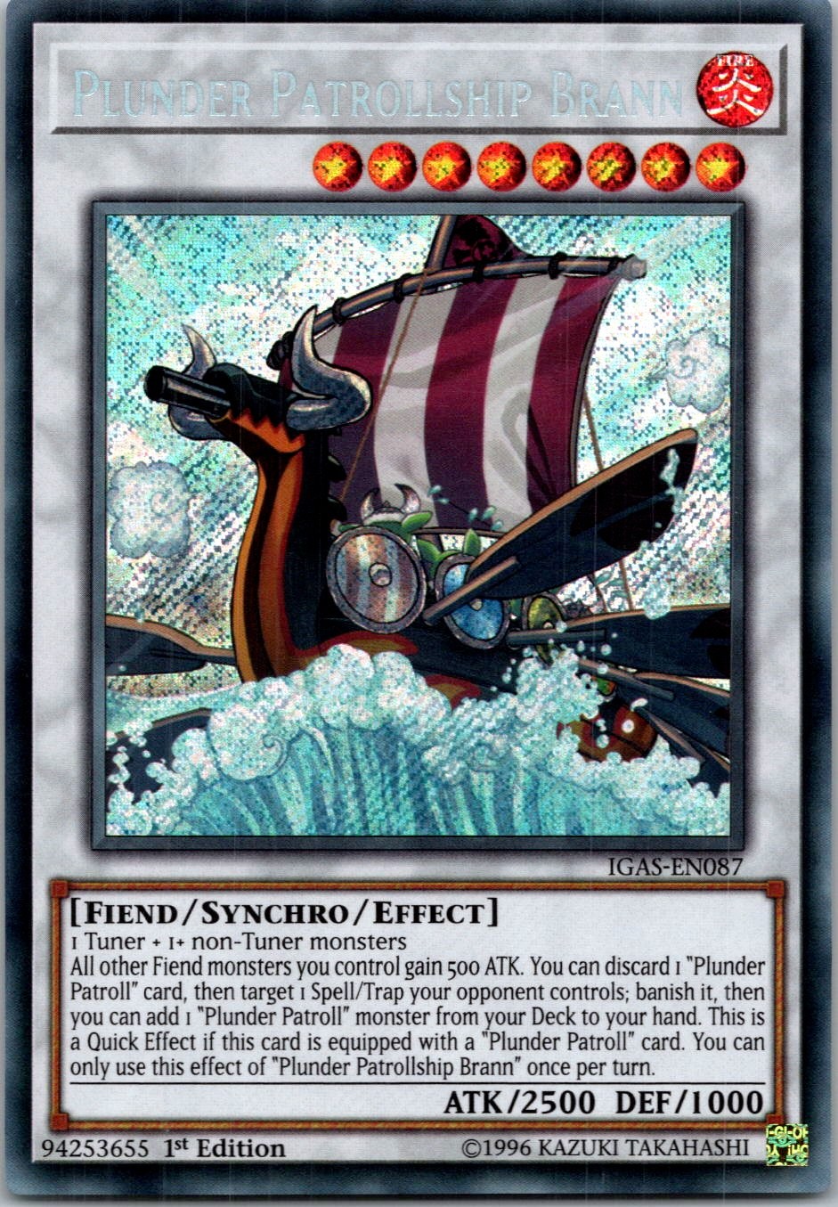Yugioh Plunder Patrollship Brann IGAS-EN087 1st Edition Secret Rare NM