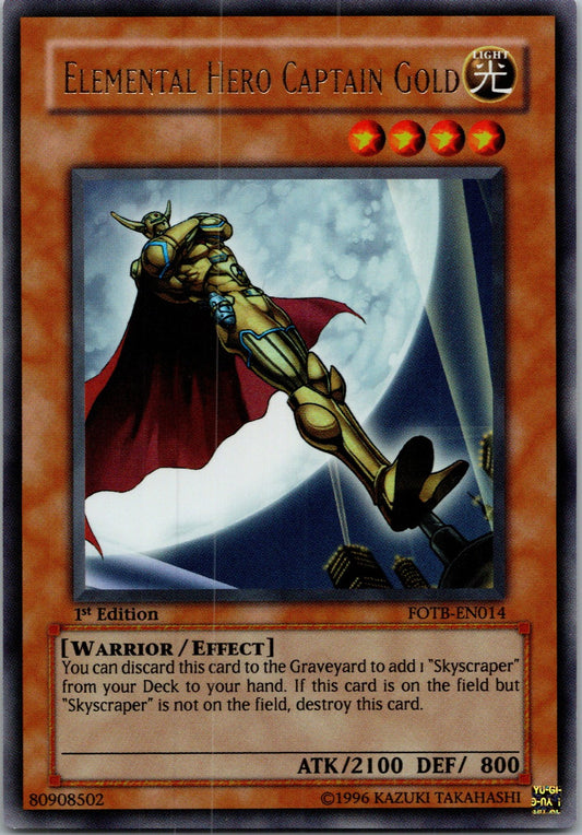 Yugioh Elemental Hero Captain Gold FOTB-EN014 1st Edition Ultra Rare NM
