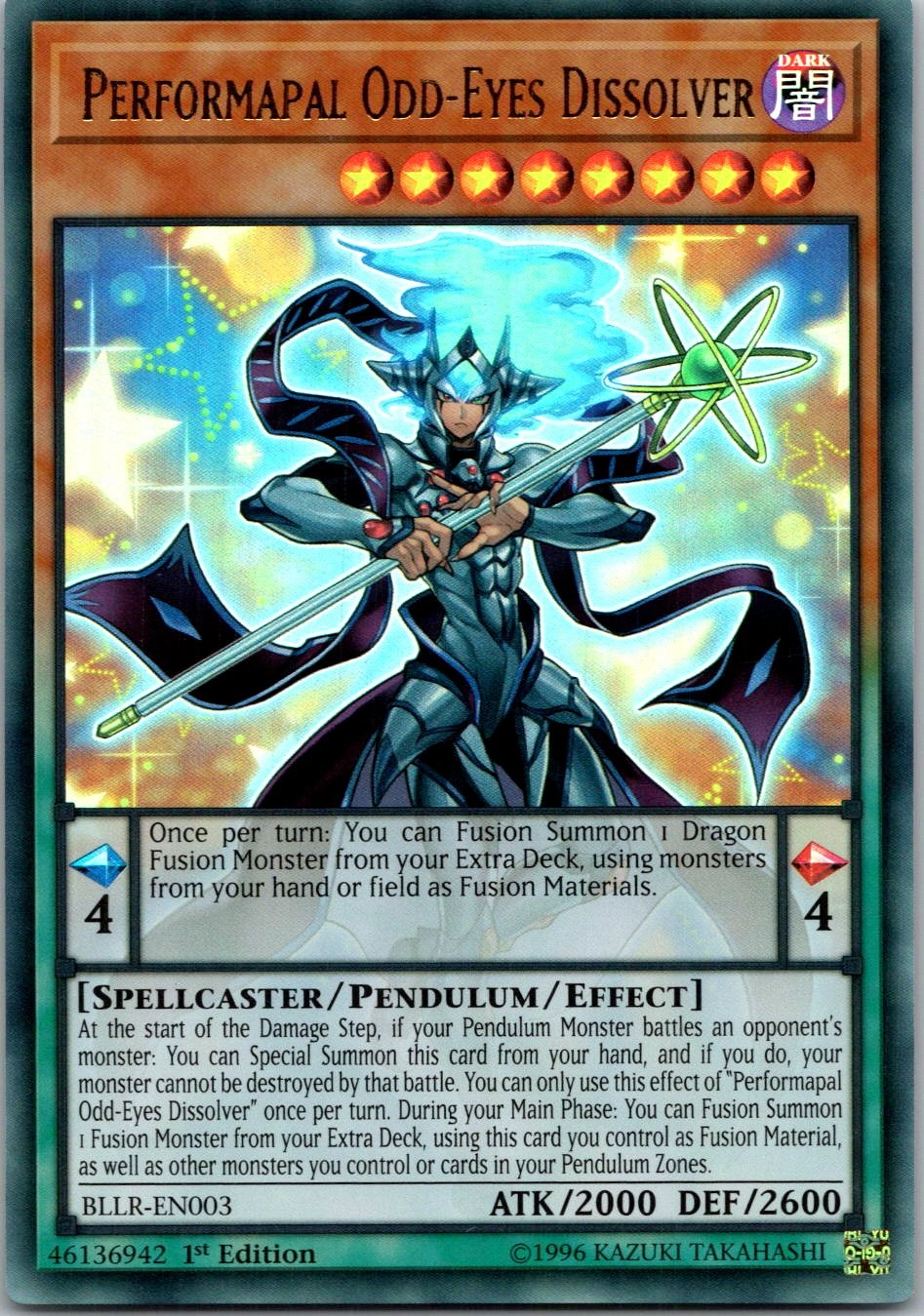 Yugioh Performapal Odd-Eyes Dissolver BLLR-EN003 1st Edition Ultra Rare NM