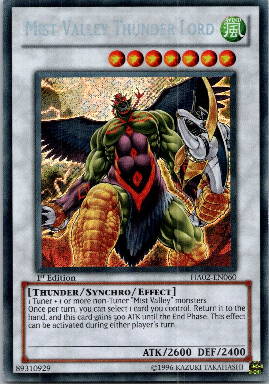 Yugioh Mist Valley Thunder Lord HA02-EN060 1st Edition Secret Rare NM