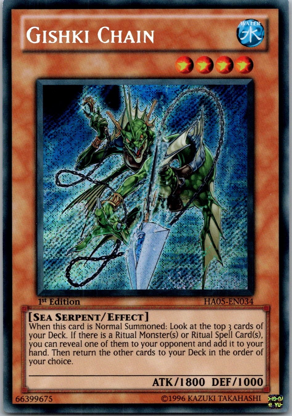 Yugioh Gishki Chain HA05-EN034 1st Edition Secret Rare NM