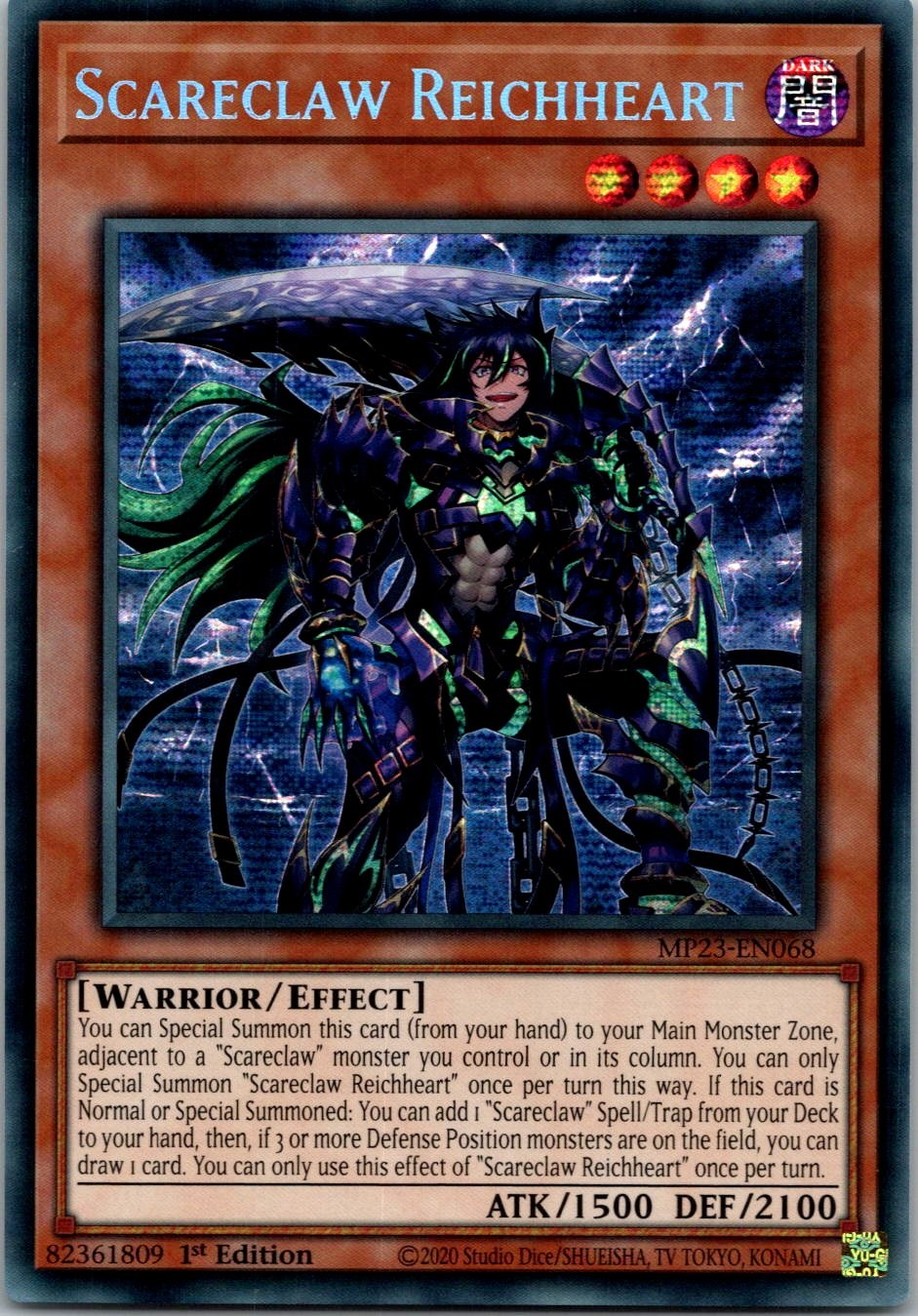 Yugioh Scareclaw Reichheart MP23-EN068 1st Edition Prismatic Secret Rare NM