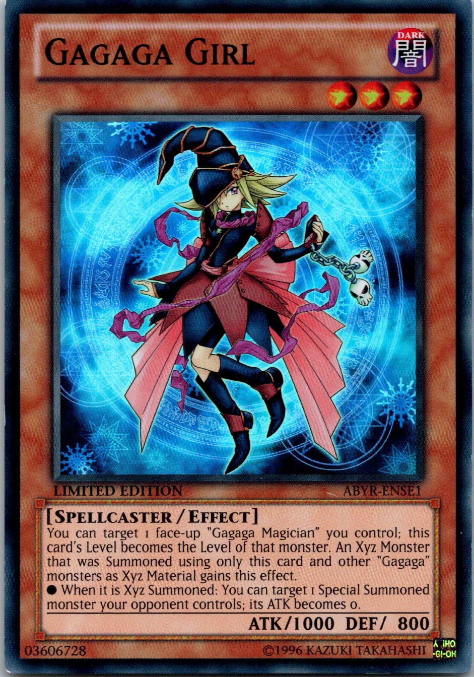 Yugioh Gagaga Girl ABYR-ENSE1 Limited Edition Super Rare NM