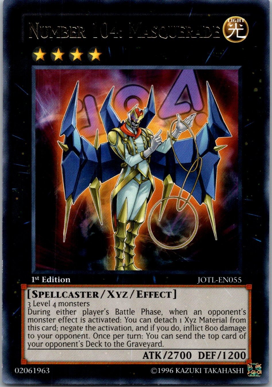 Yugioh Number 104: Masquerade JOTL-EN055 1st Edition Rare NM