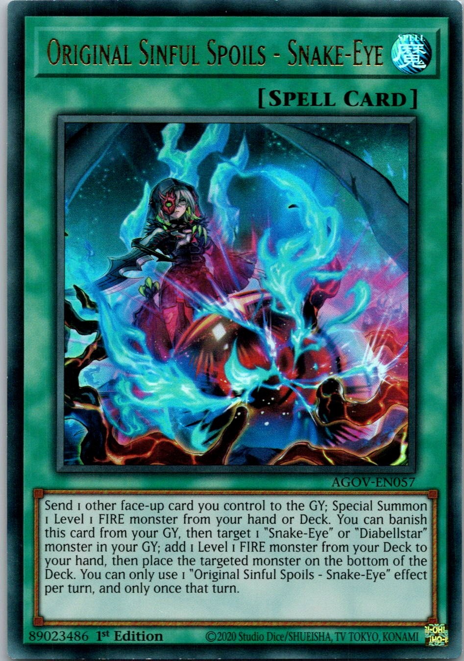 Yugioh Original Sinful Spoils - Snake-Eye AGOV-EN057 1st Edition Ultra Rare NM