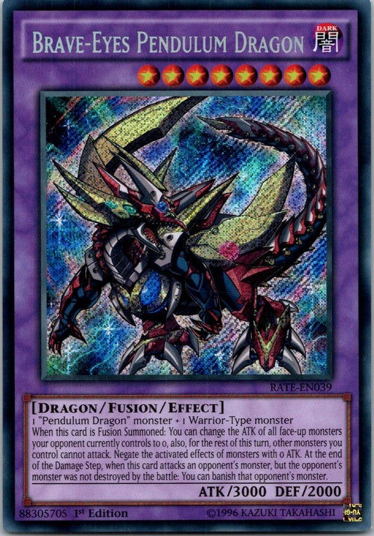Yugioh Brave-Eyes Pendulum Dragon RATE-EN039 1st Edition Secret Rare NM