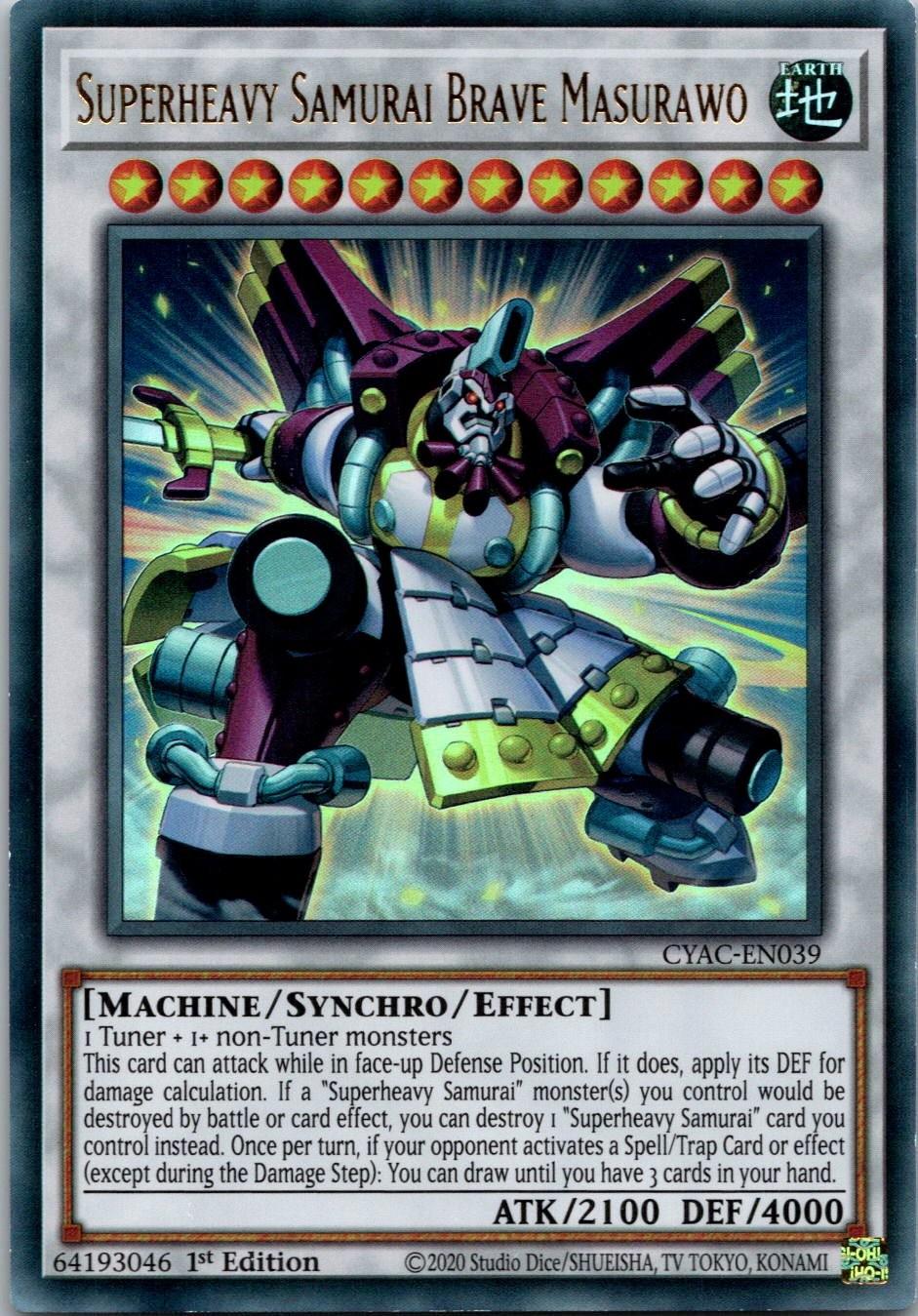 Yugioh Superheavy Samurai Brave Masurawo CYAC-EN039 1st Edition Ultra Rare NM