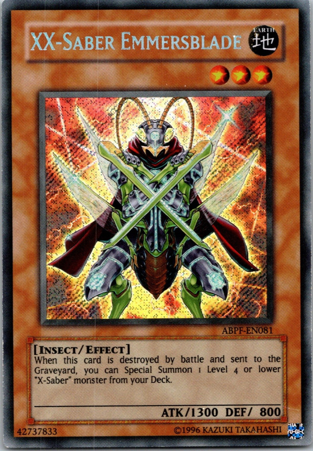 Yugioh XX-Saber Emmersblade ABPF-EN081 Secret Rare NM