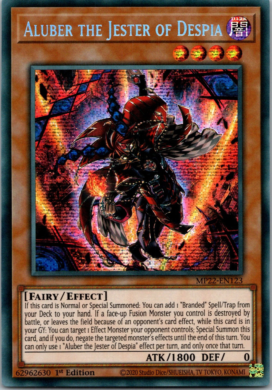 Yugioh Aluber the Jester of Despia MP22-EN123 1st Ed Prismatic Secret Rare NM