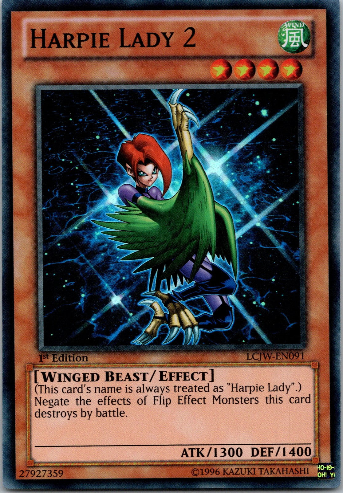 Yugioh Harpie Lady 2 LCJW-EN091 1st Edition Super Rare NM
