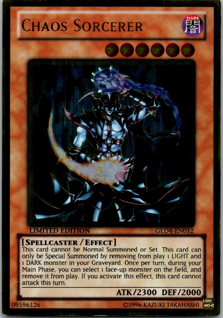 Yugioh Chaos Sorcerer GLD4-EN012 Limited Edition Gold Rare NM