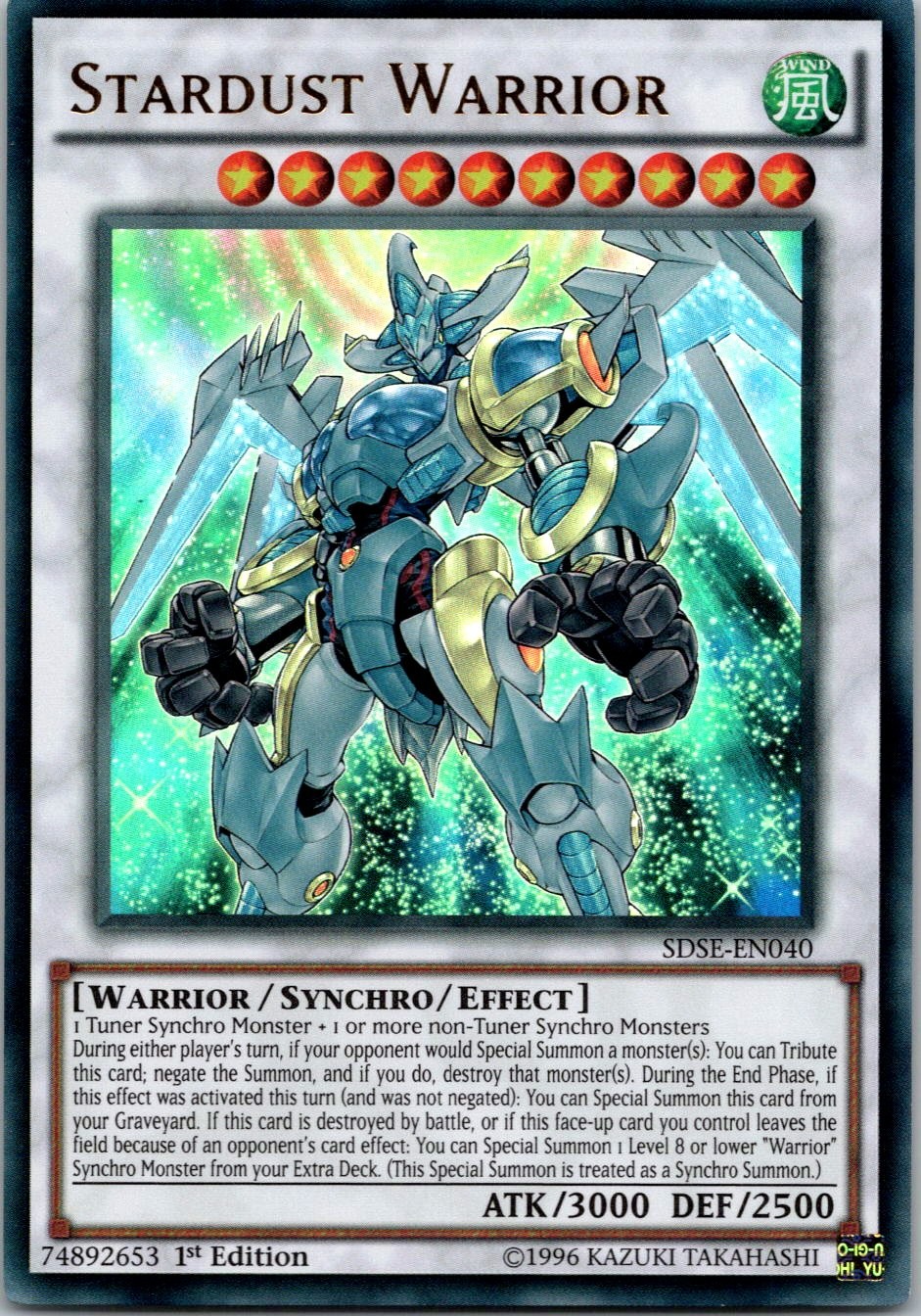 Yugioh Stardust Warrior SDSE-EN040 1st Edition Ultra Rare NM