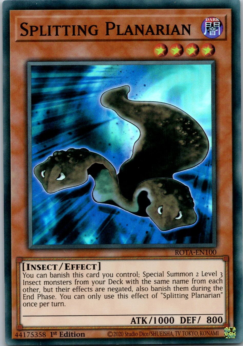 Yugioh Splitting Planarian ROTA-EN100 1st Edition Super Rare NM
